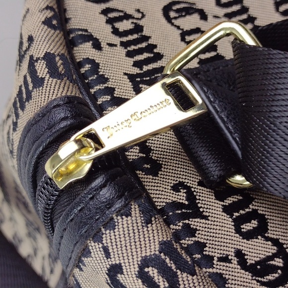 Juicy Couture L.A. Tan & Black Canvas Weekender Crossbody Duffle Bag Tote NWOT - Picture 9 of 16